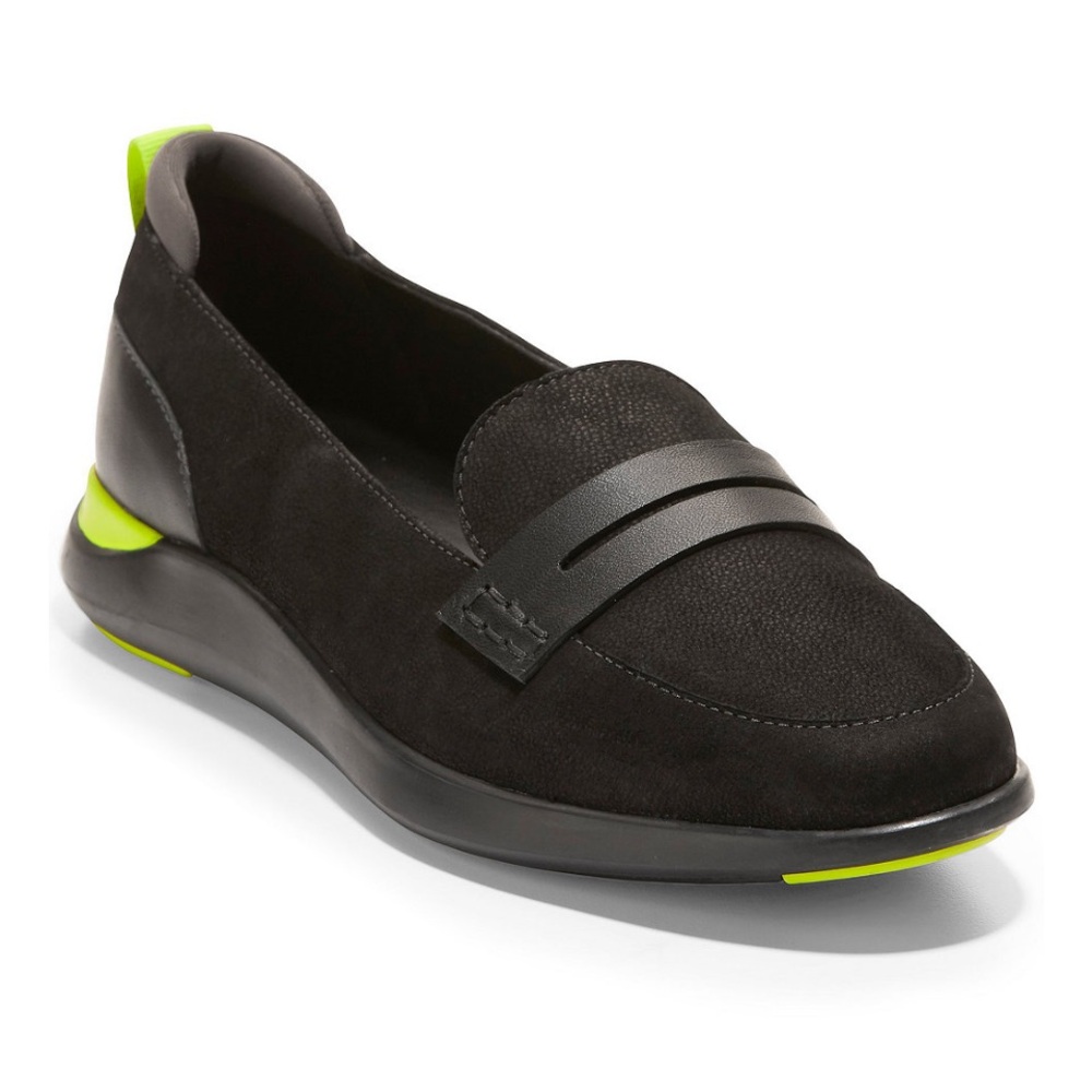 Cole Haan Lady Essex Penny Loafer Black Neon Yellow Women’s 8M